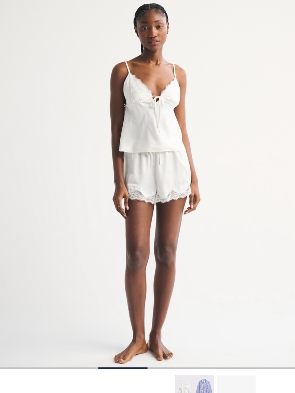 Abercrombie & Fitch White Lace-Trim Cami & Shorts Sleep Set